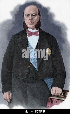 Pierre Jules Baroche (1802-1870). Französischer Staatsmann. Farbige Gravur, 1883. Stockfoto