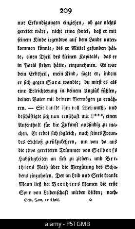 Familie Seldorf Erster Theil sterben. Deutsch: Dies ist ein Scan des historischen Buches: Deutsch: Dies ist ein Scan des historischen Dokument: Therese Huber 420 De Die Familie Seldorf (Huber Th) V1 216 Stockfoto