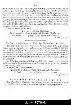 420 De Großherzoglich Hessisches Regierungsblatt (1820) 53 476 Stockfoto