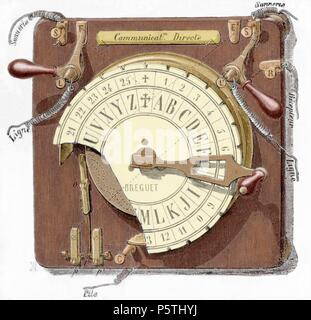 Quadrant telegraph von Louis Francois Clement Breguet (1804-1883). Neunzehnten Jahrhunderts farbigen Gravur. Stockfoto