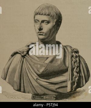 Elagabalus (Marcus Aurelius Antoninus Augustus) (203-222). Römische Kaiser. Gravur in der dargestellten Welt, 1880. Stockfoto
