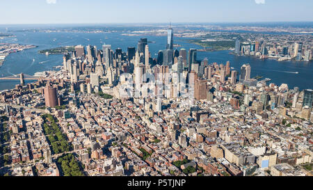 Luftaufnahme von Downtown Manhattan Skyuline, New York City, USA Stockfoto