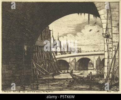 328 Charles Meryon, Torbogen, Pont Nôtre-Dame, 1853 Stockfoto