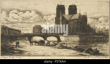 Die Apsis der Kathedrale Notre-Dame, Paris 1854. N/A 328 Charles Meryon, die Apsis von Notre-Dame, Paris, 1854 II. Stockfoto