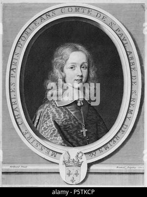 N/A. English: Stich mit dem Porträt Charles Paris d'Orléans' Englisch: graviert Portrait von Charles Paris d'Orléans. 1660. Robert Nanteuil (1623 - 1678) Alternative Namen Nanteniell; de Nanteuil; Nantueil; Nanteuil; Nantwel Beschreibung französische Kupferstecher, Zeichner und Pastellist Datum der Geburt / Tod 1623 vom 9. Dezember 1678 Ort der Geburt / Todes Reims Paris arbeiten Ort: Frankreich Authority control: Q 1356084 VIAF: 61650762 ISNI: 0000 0000 6631 5102 ULAN: 500023363 LCCN: n 83219739 WGA: Nanteuil, Robert WorldCat 329 Charles Paris d'Orleans Nanteuil 1660 Stockfoto