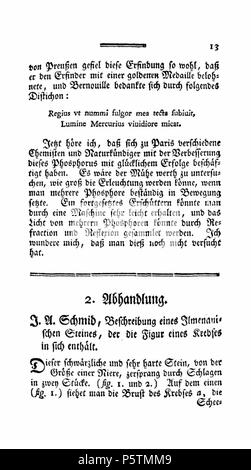 N/A. Beschreibung eines Ilmenauischen Steines, der die Figur eines Krebses in sich enthält. 1710. Johann Andreas Schmid 427 De scan Krebs 1. Stockfoto