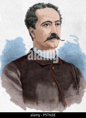 Manuel Catalina Rodriguez (1820-1886). Spanisch dramatischen Schauspieler. Kupferstich von Arturo Carretero (1852-1903) in der spanischen und amerikanischen Illustration, 1886. Stockfoto