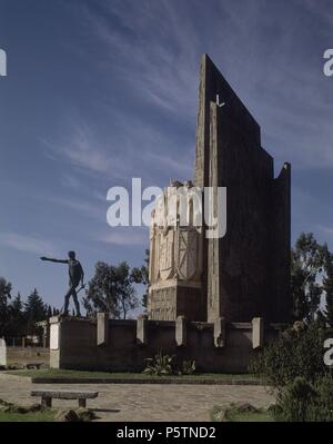 MONUMENTO A LA BATALLA DE LAS Navas de Tolosa INUGURADO EN 1881. Autor: GONZALEZ OREA ANTONIO/MILLAN MANUEL. Ort: Außen, LA CAROLINA, Jaen, Spanien. Stockfoto
