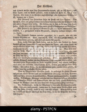 N/A. English : Der Kirschner. 1762; Halle, "Werkstätten der heutigen Künste", Berlin. Die Schrift gibt eine Beschreibung der damals am meisten verwendeten Pelztiere, der Werkzeuge des" kirschners" und des Zurichtens und des Färbens der Pelzfelle (Zitat aus Paul Larisch: "Der Kürschner und seine Zeichen"). Englisch: Der Kürschner. 1762. "Werkstätten der heutigen Künste" 436 Der Kirschner Seite 322 Stockfoto