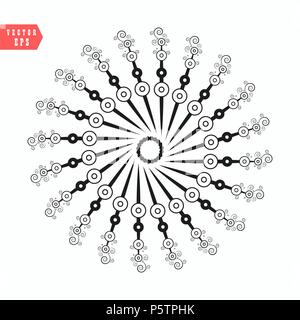 Runde vektor Schneeflocke. Abstrakte winter Schwarz und Weiß Ornament. Feine Schneeflocke eps 10. Stock Vektor