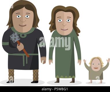 Balten. Menschen in Tracht. Familie gekleidet in der Tracht. Nationale Kleidung. Vector Illustration. Stock Vektor