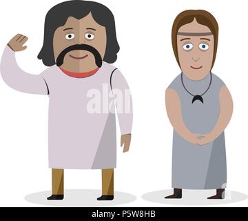 Yatvagi. Menschen in Tracht. Familie gekleidet in der Tracht. Nationale Kleidung. Vector Illustration. Stock Vektor