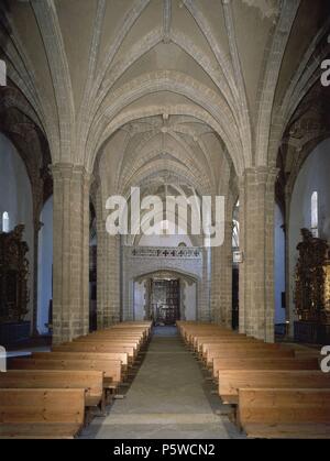 Interieur DE LA IGLESIA DEL CASTILLO DE ARACENA - SIGLO XIV - GOTICO ESPAÑOL. Lage: CASTILLO - IGLESIA, ARACENA, Huelva, Spanien. Stockfoto