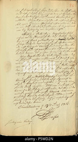 N/A. Deutsch: Die Akte spiegelt den Prozess bis zur Einrichtung des Armenhauses in Charlottenburg. zwischen 1798 und 1820. Magistrat der Stadt Charlottenburg 331 Charlottenburg-Magistrat - Acta Armenhaus -1798-1820 -092-1 Stockfoto