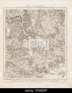 N/A. Charte von Schwaben. Blatt 16 [Heidenheim]. Zwischen 1798 und 1828. Ignaz Ambros von Amman 332 Charte von Schwaben Tafel 16 Heidenheim Stockfoto