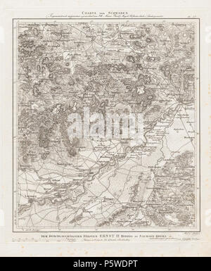 N/A. Charte von Schwaben. Blatt 17 [Dillingen]. Zwischen 1798 und 1828. Ignaz Ambros von Amman 332 Charte von Schwaben Tafel 17 Dillingen Stockfoto