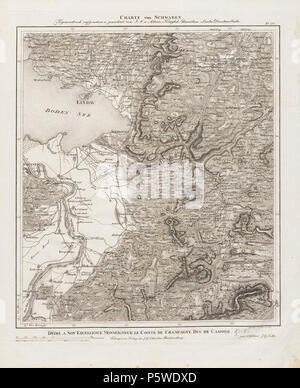 N/A. Charte von Schwaben. Blatt 51 [Bregenz]. Zwischen 1798 und 1828. Ignaz Ambros von Amman 332 Charte von Schwaben Tafel 51 Bregenz Stockfoto