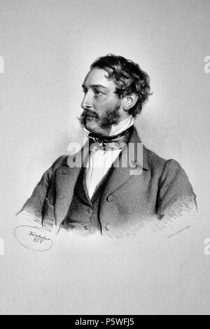 N/A. English: Christian Graf Kinsky (1822-1894), Landmarschall von Niederösterreich, Geheimrat, Kämmerer, Mitglied des Herrenhauses, Gutsbesitzer. Lithographie von Josef Kriehuber, 1854. 1854. Josef Kriehuber (1800-1873); Foto Mitglied Peter Geymayer 344 Christian von Kinsky Litho Stockfoto