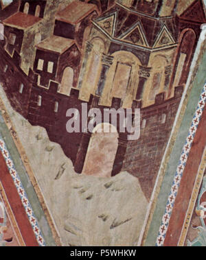 English: Fresken der Oberkirche San Francesco in Assisi, Fresko im Vierungsgewölbe, Szene: Hl. Lucas, Detail: Architektur 1280-1283. N/A348 Cimabue 006 Stockfoto