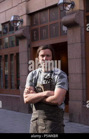 Niklas Ekstedt, schwedische Koch und Gastronom des mit einem Michelin-Stern ausgezeichneten Restaurant Ekstedt in Stockholm, Schweden. Stockfoto