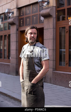 Niklas Ekstedt, schwedische Koch und Gastronom des mit einem Michelin-Stern ausgezeichneten Restaurant Ekstedt in Stockholm, Schweden. Stockfoto