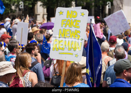 Bisher größte pro-europäischen März am 23. Juni für einen Menschen gehalten. Der Protest fällt mit dem zweiten Jahrestag des Brexit Referendum. Stockfoto