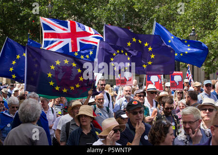 Bisher größte pro-europäischen März am 23. Juni für einen Menschen gehalten. Der Protest fällt mit dem zweiten Jahrestag des Brexit Referendum. Stockfoto