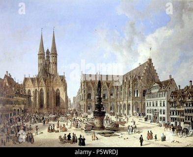 N/A. Braunschweig: mit Altstadtmarkt Altstadtrathaus, Marienbrunnen, Martini-Kirche und Stechinelli-Haus im Jahre 1834. Ölgemälde auf Leinwand von Domenico Quaglio. Braunschweig, Deutschland: Marktplatz in der Altstadt mit Altstädter Rathaus, die St. Mary's Brunnen, St. Mary's Church und Stechinelli Haus in 1834. Ölmalerei auf Leinwand von Domenico Quaglio. Photographie von 1834, Scan von November 2008/Malerei von 1834, die im November 2008 gescannt. Domenico Quaglio der Jüngere (1787-1837) Alternative Namen Johann Dominicus Quaglio Beschreibung deutscher Maler und Architekt Geburtsdatum / Tod 1. Januar Stockfoto