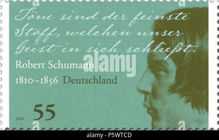 N/A. Stempel Beschreibung/Briefmarkenbeschreibung English: 200. Geburtstag von Robert Schumann Motiv: Robert Schumann Ausgabepreis: 55 Cent. 6. Mai 2010. Deutsche Post AG 468 DPAG 2010 25 Robert Schumann Stockfoto