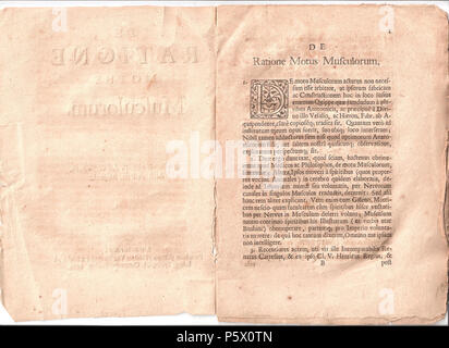 N/A. Diese Datei hat keine Beschreibung, und können andere Informationen fehlen. Bitte geben Sie eine aussagekräftige Beschreibung dieser Datei. . 1664. Giorgiomonteforti 425 De Ratione Motus Musculorum 1. Stockfoto