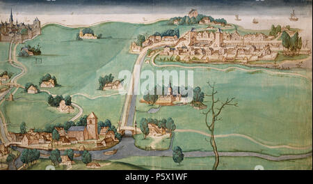 N/A. Nederlands: Kaart van de drie Schieën tussen Delfshaven, Overschie en Schiebroek aan de Rotterdamsche-De Delftse Schie. (1512) [1] Deutsch: Karte von Delfshaven, Palencia und Schiebroek im rotterdamsche - und Delftse Schie. (1512) [2]. 1512. Unbekannt 433 Delfshaven, Overschie en Schiebroek Stockfoto