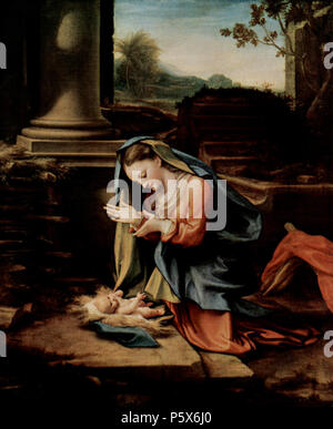 English: Maria, das Art anbetend 1524-1526. N/A 382 Correggio 050 Stockfoto