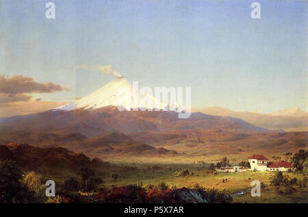 Cotopaxi. Englisch: Blick auf den Vulkan Cotopaxi in Ecuador. 1855. N/A 384 Cotopaxi (1855 mit Haus) Frederic Edwin Church Stockfoto