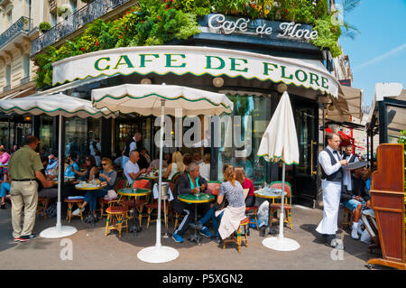 Café de Flore, St Germain des Prés, Left Bank, Paris, Frankreich Stockfoto