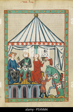 N/A. Deutsch: Codex Manesse, UB Heidelberg, Cod. Pal. germ. 848, fol. 231 r: Winli. zwischen 1305 und 1340. Meister des Codex Manesse (Nachtragsmaler I) Beschreibung Deutsche Maler Arbeit Periode C. 1305 - 1340 (Codex Manesse) 363 231 r Winli Stockfoto