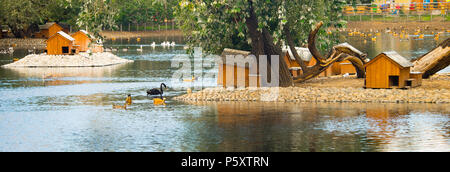 Landschaft mit dem duckhouses Stockfoto
