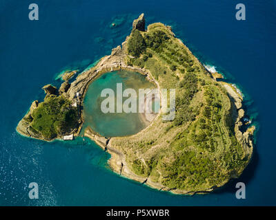 Luftaufnahme os Vila Franca do Campo Insel, Azoren Stockfoto