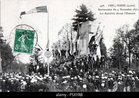 N/A. Français: coulmiers (Indre-et-Loire, Frankreich), Carte postale qui Montre un mémorial Aux Morts de la Bataille de Coulmiers du 9 Juin 1870. 4. August 1914. Unbekannt 384 Coulmiers-FR-45-carte Postale-04 Stockfoto