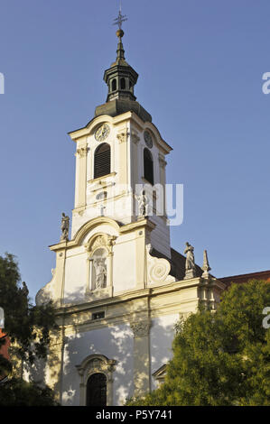Kirche der Barmherzigen Brüder (Kostol milosrdných bratov) oder Kirche der Heimsuchung der Jungfrau Maria in Bratislava, Slowakei. Stockfoto
