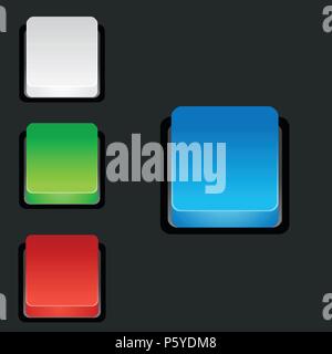Eingestellt von leeren farbigen 3d-quadratische Tasten Stock Vektor