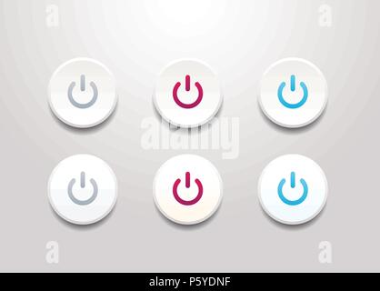 Power Button Icon Set - einfache flache Design auf weißem Hintergrund Stock Vektor