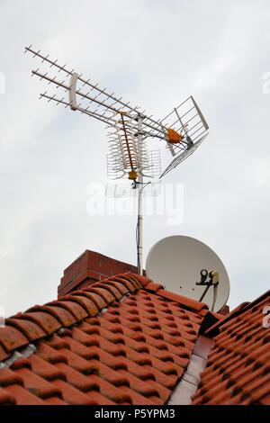 Antennen auf dem Dach Stockfoto