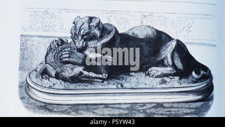N/A. Gravure représentant Tigre dévorant un Gavial de Barye, exposition universelle de 1855. La statue originale en bronze est au Musée du Louvre. Juli 1855. Antoine-Louis Barye (1795 - 1875) Beschreibung der französische Maler, Bildhauer und Gründer Datum der Geburt / Tod 24. September 1795 vom 25. Juni 1875 Ort der Geburt / Todes Paris Paris arbeiten Standort Paris Aufsicht: Q 451489 VIAF: 71400631 ISNI: 0000 0000 8077 7274 ULAN: 500007044 83192887 LCCN: n NLA: 35479420 WorldCat Dessin de Thérond 29 1855 Tigre de Barye Stockfoto
