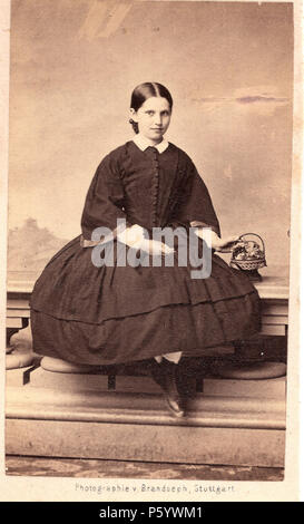 N/A. English: Fanny Vischer-Roser, Adoptivtochter von Arthur Conradi und Emilie Roser, verheiratet mit Emil Andree, Dr. med. prakt. Arzt, auf einer Fotografie von Friedrich Brandseph, Albumin Abzug um 1862. ca. 1862. Friedrich Brandseph 548 Fanny Roser ver. Emil Andree, Dr. med. prakt. Arzt Stockfoto