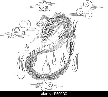 Japanese Dragon Tattoo Vektor Stock Vektor