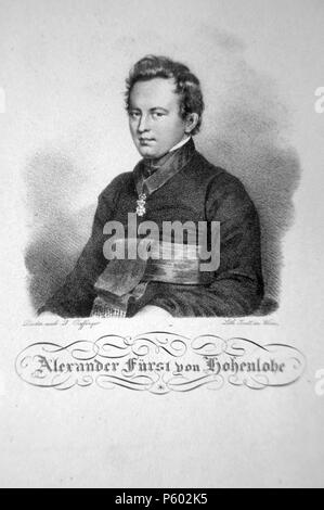 N/A. Englisch: Prinz Leopold Alexander Franz Emmerich zu Hohenlohe-Waldenburg-Schillingsfürst (1794-1849), Priester, Wundertäter, Bischof Lithographie von Johann Stephan Decker, über 1825 English: Prinz Leopold Alexander Franz Emmerich zu Hohenlohe-Waldenburg-Schillingsfürst (1794-1849), Prieser, Wunderheiler, Bischof Lithographie von Johann Stephan Decker, um 1825. ca. 1825. Johann Stephan Decker (+ 1900); Foto Peter GEymayer 81 Alexander Hohenlohe Litho Stockfoto