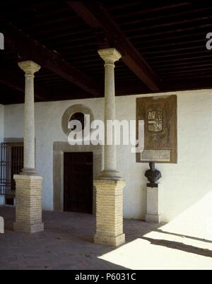 VESTIBULO DEL PALACIO DE CARLOS V. Ort: MONASTERIO, Caceres, Spanien. Stockfoto