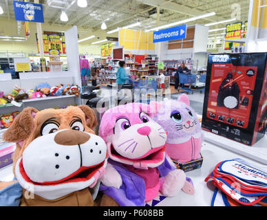 Ausgestopfte Tiere sitzen in einem Toys R Us Store in Manchester, N.H., USA unberührt, während ihre liquidation Verkauf am 25. Juni 2018. Stockfoto