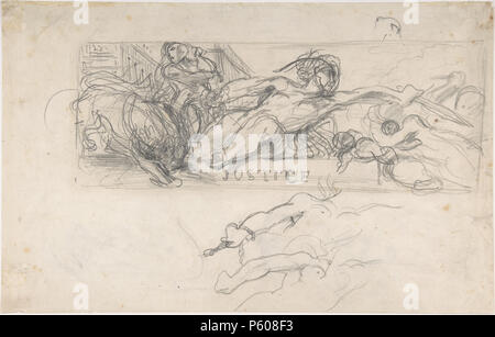 534 Eugène Delacroix, Studie für eine allegorische Figur der Gerechtigkeit in der Deckenmalerei des Salon du Roi, Palais Bourbon, 1833 Stockfoto