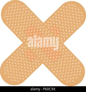 Erste-Hilfe-Band Gips Streifen Medical Patch Farbe Kreuz Symbol. Stock Vektor